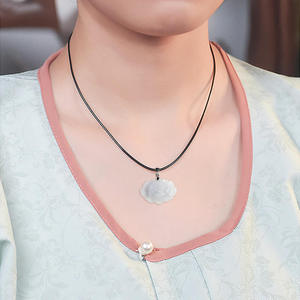 Pendentif en jade naturel de Birmanie en forme de fleur de lotus, argent S925, bijoux pour femmes, style chinois, cadeau avec certificat d'évaluation HJ12 - Product Image 4