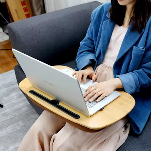 Bamboo <strong>Top</strong> PU Surface Portable Laptop Tray Table <strong>Lap</strong> Pad <strong>Stand</strong> with Pillow Cushion Tablet Slot Anti-Dust Mite Air-permeable - Product Image 5