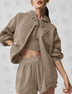 Felpa con Cappuccio e Zip in Cotone Personalizzata per Ragazze, Vendita all'Ingrosso, Ricamo di Alta Qualità, Felpa con Zip in Pile per Donne - Product Image 4