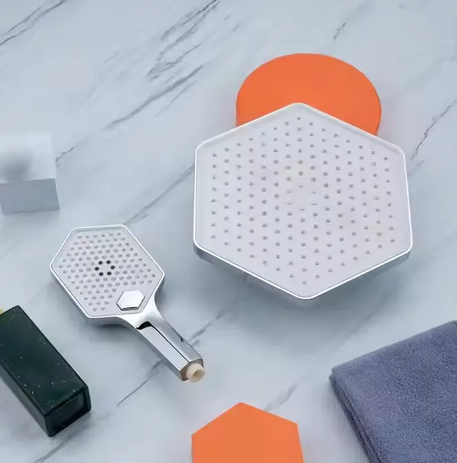 Ensemble de douche à main hexagonale à trois fonctions