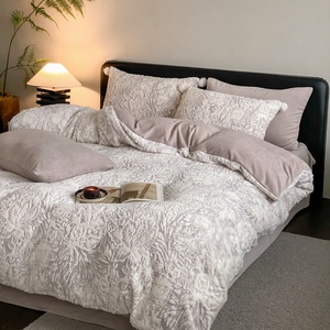 Ensemble de literie en <span class=keywords><strong>polaire</strong></span> d'hiver luxueux, doux, chaud et épais, housse de <span class=keywords><strong>couette</strong></span>, ensemble de literie épais <span class=keywords><strong>double</strong></span> <span class=keywords><strong>face</strong></span> 4 pièces pour l'hiver - Product Image 2