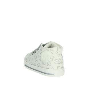 Scarpe da ginnastica Falcotto per bambina, bianche e argento, in tela con motivo a cuori, per neonati - Product Image 2