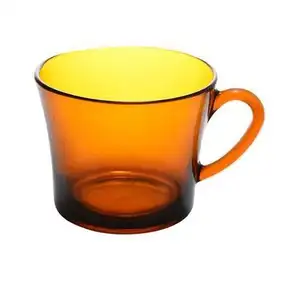 Cangkir teh kaca Amber polos 190ml, Mug kopi mengkilat 7 ons warna Copas De Cafe Vasos De Vidrio De Te