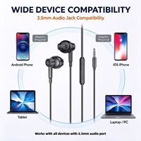 Écouteurs filaires G50A semi intra-auriculaires 3,5 mm avec micro, contrôle du volume, câble TPE 1,2 m, basses stéréo pour téléphone et PC universels
