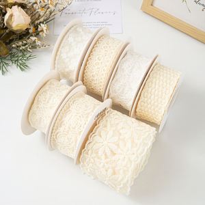 High Quality White Embroidery <b>Lace</b> Trim with No <b>Elastic</b> <b>Lace</b> Mesh for Garment Gift Ribbons - Product Image 4