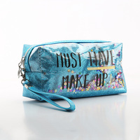 Sac de toilette en PVC holographique avec logo personnalisé, étoiles roses, cœurs brillants, organiseur de cosmétiques, trousse de maquillage pour les essentiels de voyage