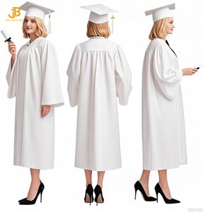 Venta al por mayor bata de graduación y gorras vestidos de graduación blanco para la escuela secundaria 100% poliéster ropa escolar - Product Image 2