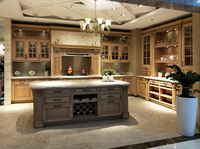 Meuble de cuisine modulaire en bois massif laqué blanc OEM avec évier, design personnalisé complet, ensemble d'armoires à portes plates