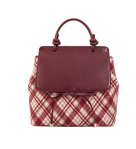 <b>Backpack</b> with large capacity PU leather and checkered fabric design for women - Product Image 1