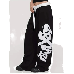 Pantalones vaqueros de mezclilla casuales de otoño para mujer, de cintura media, holgados, de pierna ancha, transpirables, tipo cargo, con bordado y diseño frontal plano, 100% algodón - Product Image 1