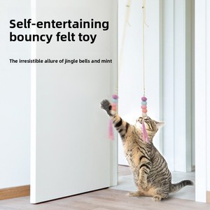 Nuevo Catnip retráctil fieltro gato Teaser varita juguete <span class=keywords><strong>puerta</strong></span> colgante mascota gato juguete-suministros para pájaros - Product Image 2