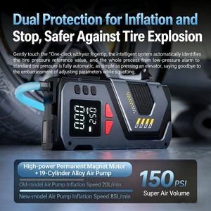 Compresseur d'air portable pour pneus de voiture en ABS 12V 12000mAh avec <span class=keywords><strong>pince</strong></span> intelligente pour démarreur de secours tout-en-un + sac de rangement - Product Image 2