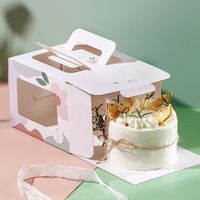 Caja de papel para pasteles, buen precio, caja de embalaje de papel de cartón para pasteles, caja de papel para pasteles con asa y ventana