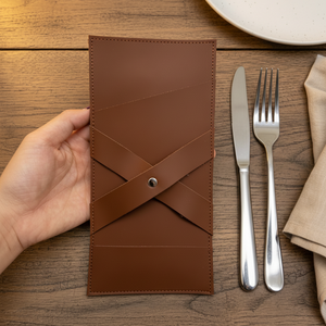 Porte-<span class=keywords><strong>couverts</strong></span> vintage, organiseur d'ustensiles portable, étui en cuir PU pour <span class=keywords><strong>couverts</strong></span>, pour une table de restaurant élégante - Product Image 4