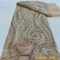 Tissu en dentelle écologique avec des paillettes et des perles brodées, tissu en maille pour robes de mariée et vêtements de fête