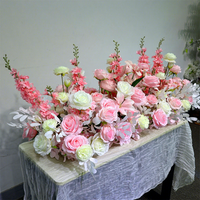 Décoration murale suspendue de style rural avec fleurs en soie réalistes, modèle floral en panneau KT pour mariage LUYI-1