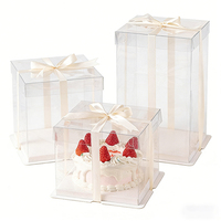 Boîte de présentation carrée transparente en PET personnalisée avec couvercle, conteneur transparent haut pour mariage, anniversaire, pâtisserie