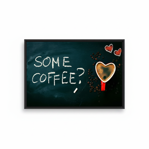 Modern Printed Canvas Art: Coffee Wall Decor, Heart Artwork for Kitchen,<b>BLACK</b> <b>FRAMED</b> CANVAS - Product Image 2