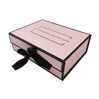 Rosa Faltbare Magnetische Geschenkbox mit Schwarzem Band Klappbare Starre Box für Schmuck Kosmetik und Luxusgeschenke