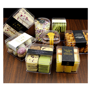 Plastic Container Candy For Wholesale Custom Transparent Ps Hard Plastic Square Round Cracker Container Candy Chocolate Boxes For Dessert Cake Packaging