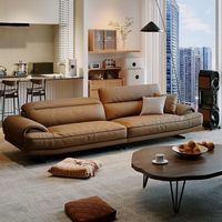 Canapé modulaire extensible en cuir véritable Chesterfield, style italien minimaliste moderne, luxe léger nordique, pour salon et hôtel