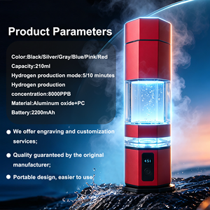 Bouteille d'eau hydrogénée avancée à double chambre 8000PPB, électrolyse SPE PEM, certifiée CE FDA, pour vin, thé et poudres - Product Image 3