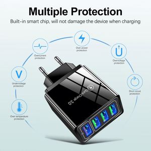 Chargeur de téléphone à charge rapide LED-Lit QC3.0 4USB multi-ports pour les voyageurs EU/US/UK/AU - Product Image 2