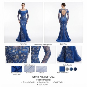 Modern <b>Royal</b> <b>Blue</b> Satin off Shoulder Long Gown with Crystal Leaf Embroidery Elegant Evening <b>Party</b> <b>Dress</b> <b>for</b> Formal Occasions - Product Image 1
