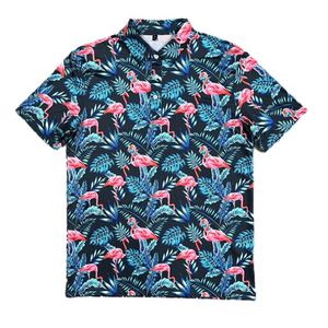 เสื้อโปโลผู้ชายปักโลโก้คุณภาพสูงแบบกำหนดเอง ลายพิมพ์ดอกไม้เต็มตัว ทรงโอเวอร์ไซส์ ผ้าสเตรช - Product Image 3