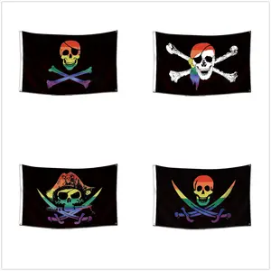 90*150Cm Gay Pride Lesbische Vlaggen, polyester Lgbt Rainbow Skelet Jolly Roger Piraat Vlag 3X5 Groothandel