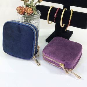 Fashionable Simple Velvet Zipper Closure <b>Jewelry</b> Travelling Organizer Pouch <b>Travel</b> Portable Earrings Rings Necklaces Bag - Product Image 4