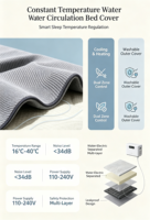 Matelas pliable à circulation d'eau à température contrôlée à deux zones, système de sommeil ultra-silencieux, refroidissement et chauffage toute l'année