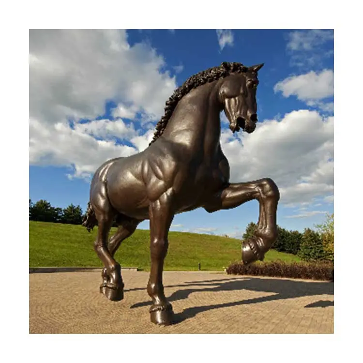 Outdoor garden decorative large hand-carved resin crafts fiberglass horse statues figurines for sale