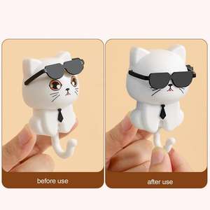 Gatto cartone animato motivo a un solo livello di ganci decorativi per animali graziosi portachiavi in plastica per camera da letto ombrello asciugamano cappello appendiabiti <span class=keywords><strong>adesivi</strong></span> murali - Product Image 3