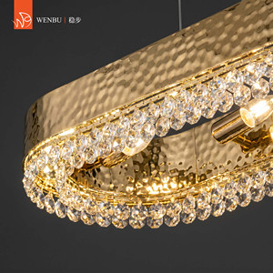 Luxury Chandelier Linear Honeycomb stainless steel+K9 <b>crystal</b> <b>Mirror</b> Champagne Gold Hotel - Product Image 2