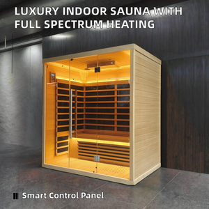Lusso moderno elettrico a vapore secco Sauna 4 persone capacità con spettro completo di riscaldamento & lontano infrarosso solido Hemlock legno - Product Image 2
