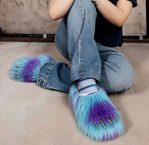 Nouvelles mules tendance en fausse fourrure à griffes d'ours, antidérapantes, pour l'extérieur, pantoufles décontractées chaudes à semelle épaisse avec griffes - Product Image 1
