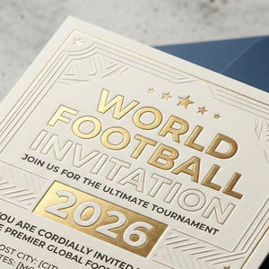 Invitations personnalisées <span class=keywords><strong>de</strong></span> luxe pour la Coupe du Monde <span class=keywords><strong>de</strong></span> Football 2026 – Cartes <span class=keywords><strong>de</strong></span> vœux estampillées à chaud or pour événements sportifs et fêtes - Product Image 1