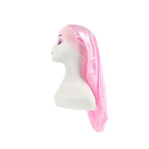 Simulated Silk Sleeping Hat Curly Hair Oversized Hat <b>Braided</b> Satin Hat Women's Silk <b>Long</b> Barrel Elastic Hairband Hat - Product Image 2