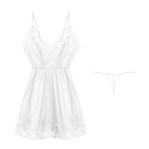 Pyjama en satin rose sexy à col en V <span class=keywords><strong>pour</strong></span> femmes, <span class=keywords><strong>taille</strong></span> <span class=keywords><strong>grande</strong></span>, <span class=keywords><strong>taille</strong></span> élastique, <span class=keywords><strong>robe</strong></span> <span class=keywords><strong>de</strong></span> <span class=keywords><strong>chambre</strong></span> en dentelle, longueur genou, séchage rapide, uni, Cx8296 - Product Image 6