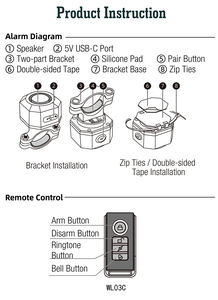 Portable 7 niveaux sensibilité sans fil <span class=keywords><strong>vélo</strong></span> de route alarme antivol 110dB <span class=keywords><strong>vélo</strong></span> sirène batterie Rechargeable et télécommande réglable - Product Image 6