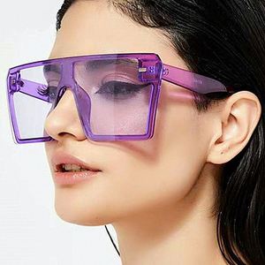 Gafas de Sol Cuadradas Extra Grandes con Lentes Transparentes Coloridas Unisex con Logotipo Personalizado Vintage 2025, Protección UV400 para Mujer - Product Image 4