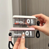 Nouvelle boîte à médicaments portable carrée en ABS, grande capacité, étanche à la poussière, pour les voyages, avec cordon