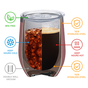 WeVi 12oz de reutilizable Sippy copas de <span class=keywords><strong>vino</strong></span> de acero inoxidable termo vacío reutilizable, taza de café con tapa - Product Image 2