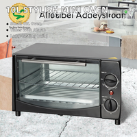Four électrique miniature de 10 L en acier inoxydable, four simple avec design tendance et fonction minuterie, autoportant pour la maison et l'hôtel