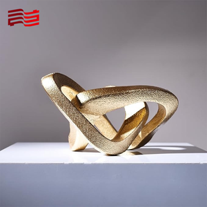 Sculpture nœud infini, décoration nœud doré, petites décorations abstraites, statue moderne pour table basse, sculpture dorée - Product Image 1