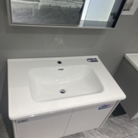 WJL Meuble-lavabo mural moderne au design flottant avec miroir, profil en aluminium et acier inoxydable pour salle de bain
