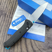 Couteau de survie pliable BM 535 EDC en fibre de carbone noire avec lame en acier S35V, manche blanc, pour la chasse, le camping, les pique-niques et la randonnée