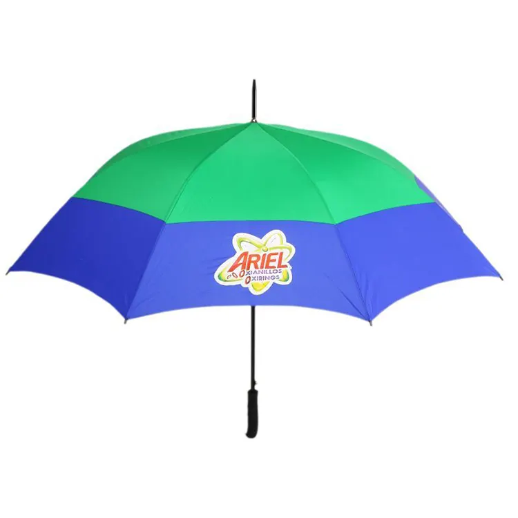 Paraguas de Golf de diseño de gran oferta 2024, paraguas a prueba de viento, paraguas de Golf con mango recto Simple de Color sólido con logotipo