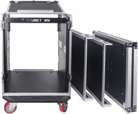 Flight case 14U PA DJ Rack/Road ATA Case con tapa mezcladora inclinada 11U, profundidad de rack de 20 pulgadas, mesa de trabajo de DJ y ruedas, 14 Space S